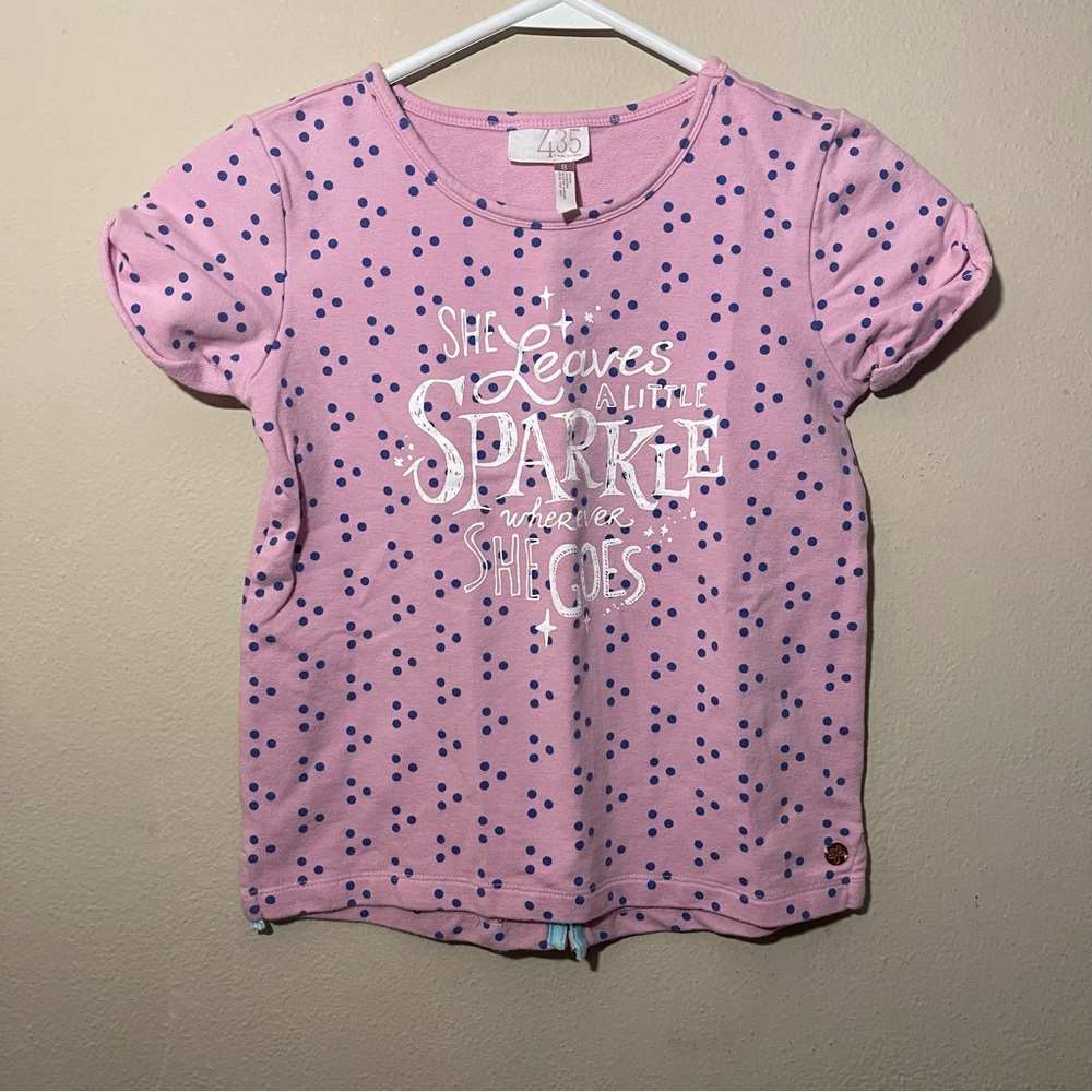 Matilda Jane Pink and Blue Polka Dot Tee SZ 8